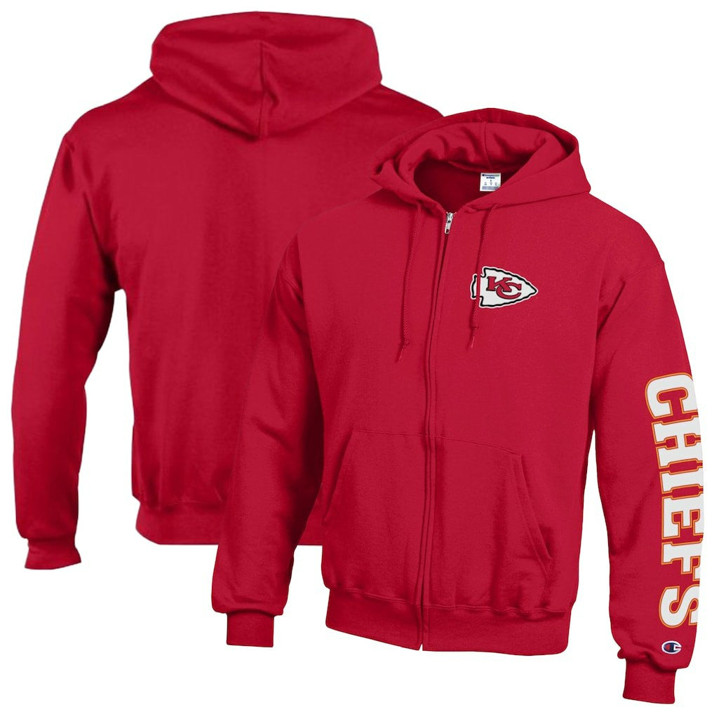Kansas City Chiefs Champion Powerblend Fleece Full-Zip Hoodie - Red - NFL