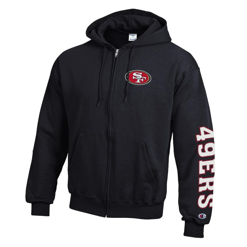 San Francisco 49ers Champion Powerblend Fleece Full-Zip Hoodie - Black - NFL