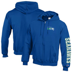 Seattle Seahawks Champion Powerblend Fleece Full-Zip Hoodie - Royal - NFL