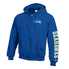 Seattle Seahawks Champion Powerblend Fleece Full-Zip Hoodie - Royal - NFL