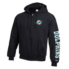 Miami Dolphins Champion Powerblend Fleece Full-Zip Hoodie - Black - NFL