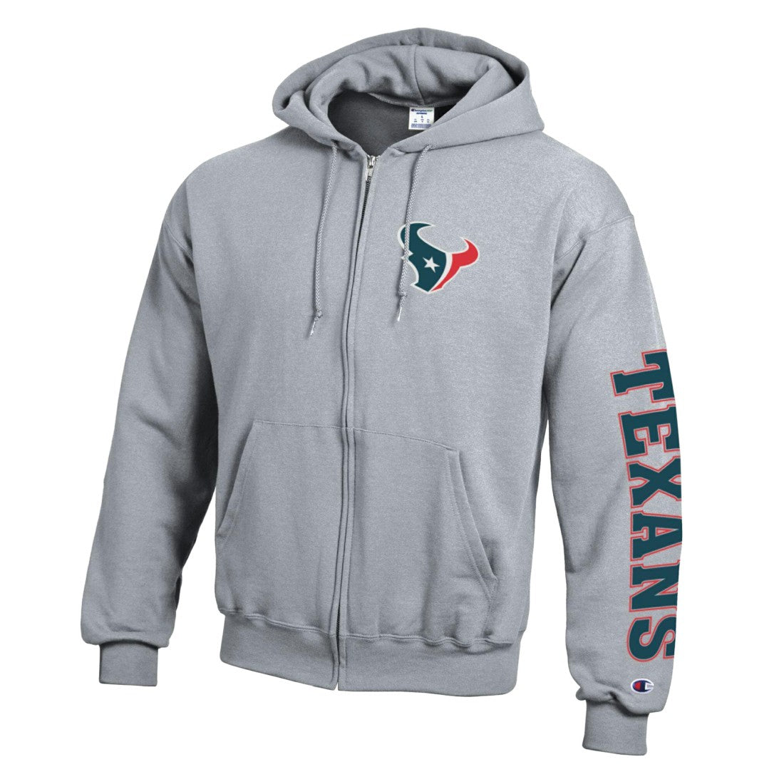 Houston Texans Champion Powerblend Fleece Full-Zip Hoodie - Heather Gray - NFL