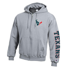 Houston Texans Champion Powerblend Fleece Full-Zip Hoodie - Heather Gray - NFL