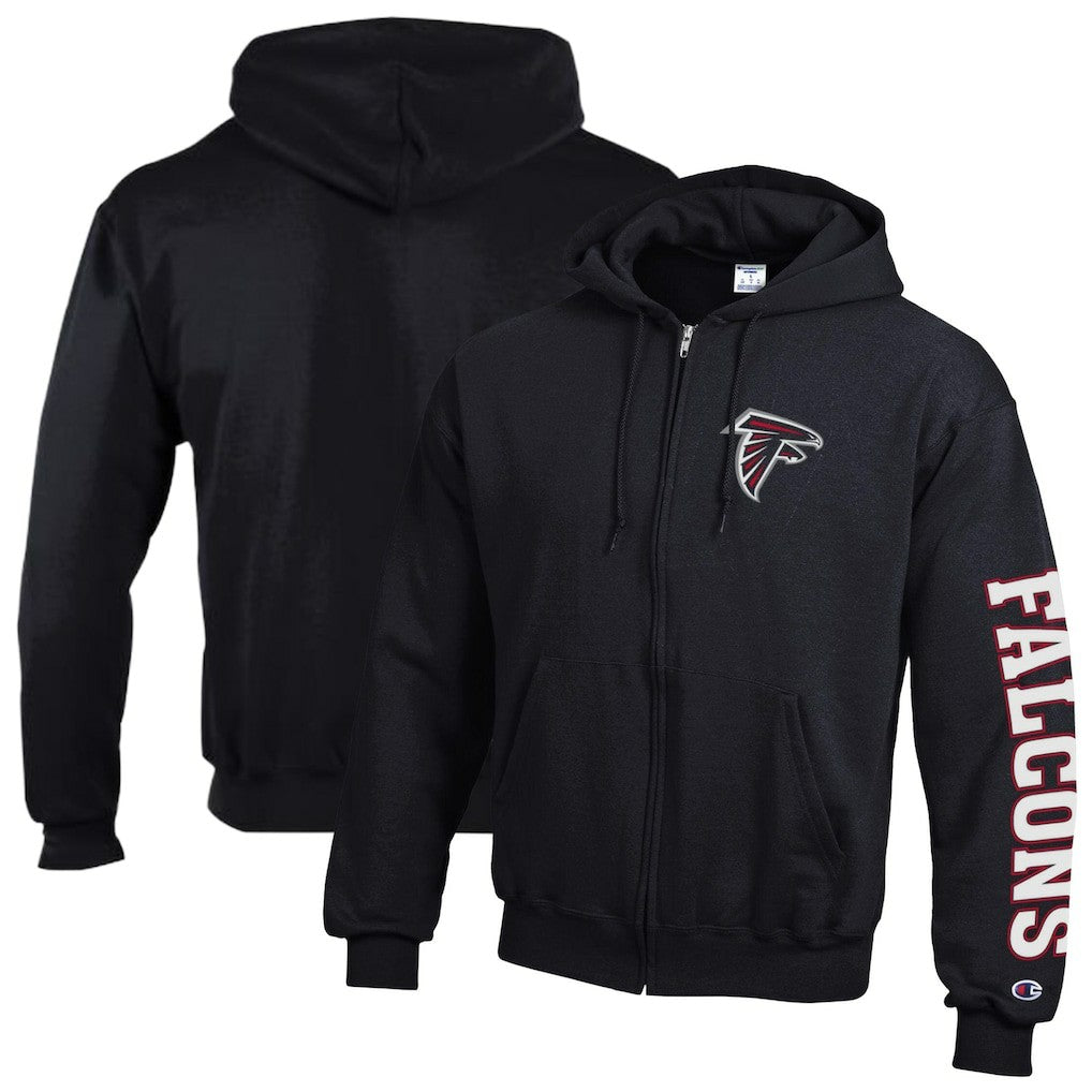 Atlanta Falcons Champion Powerblend Fleece Full-Zip Hoodie - Black - NFL