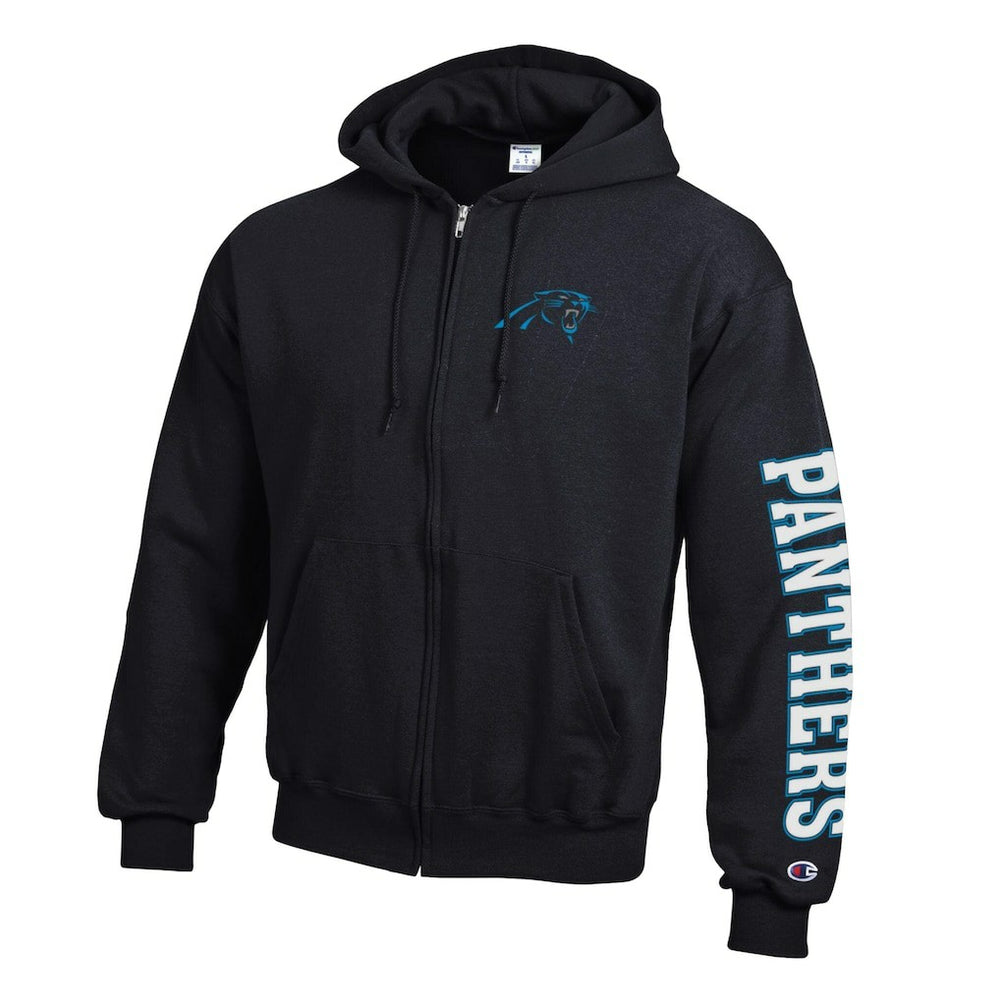 Carolina Panthers Champion Powerblend Fleece Full-Zip Hoodie - Black - NFL