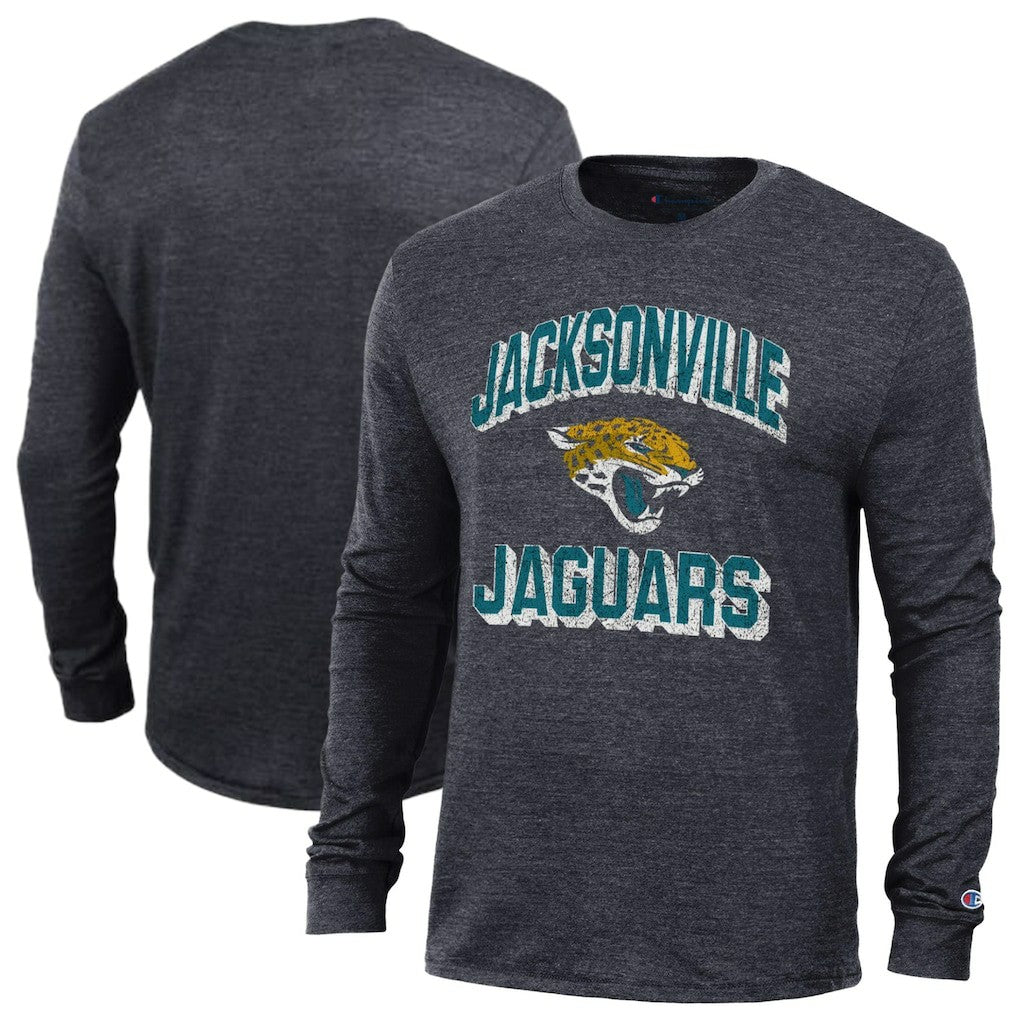 Jacksonville Jaguars Champion Ultimate Tri-Blend Long Sleeve T-Shirt - Heather Black - NFL