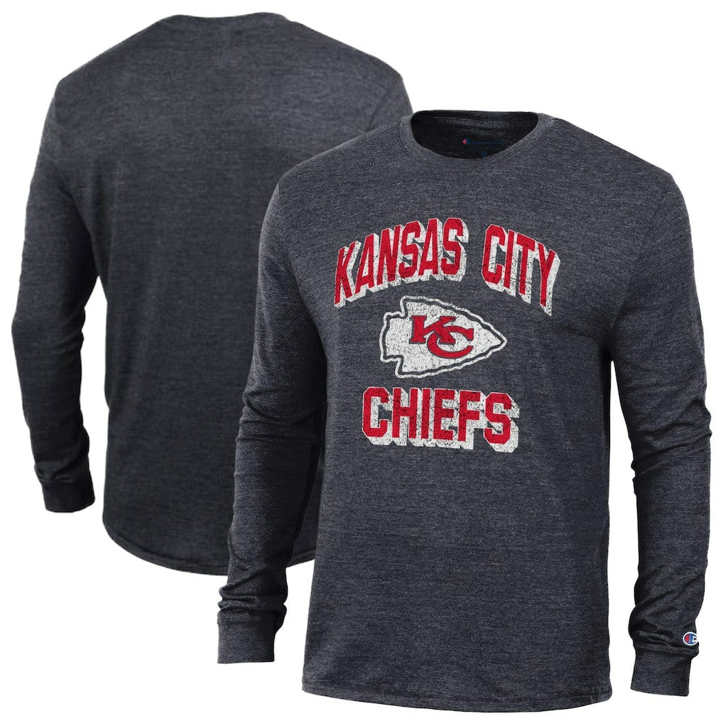 Kansas City Chiefs Champion Ultimate Tri-Blend Long Sleeve T-Shirt - Black - NFL