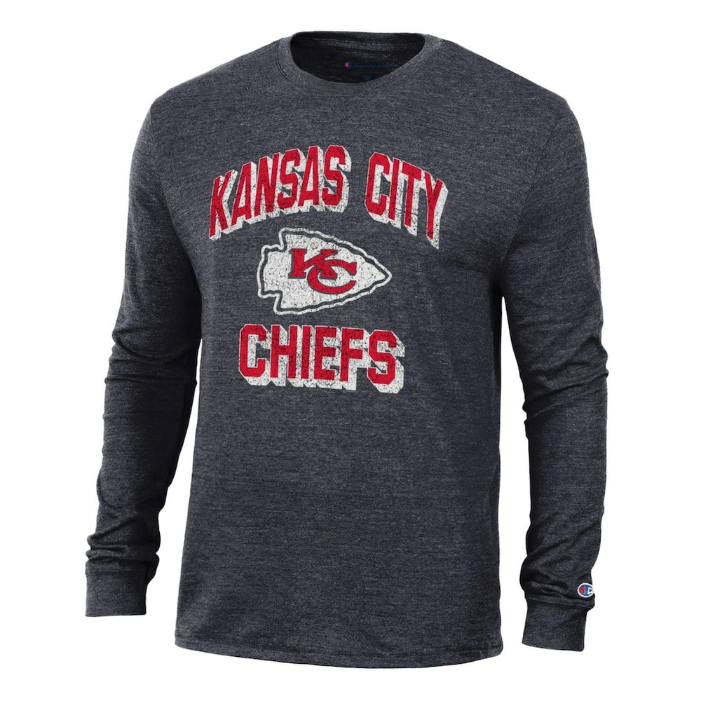 Kansas City Chiefs Champion Ultimate Tri-Blend Long Sleeve T-Shirt - Black - NFL