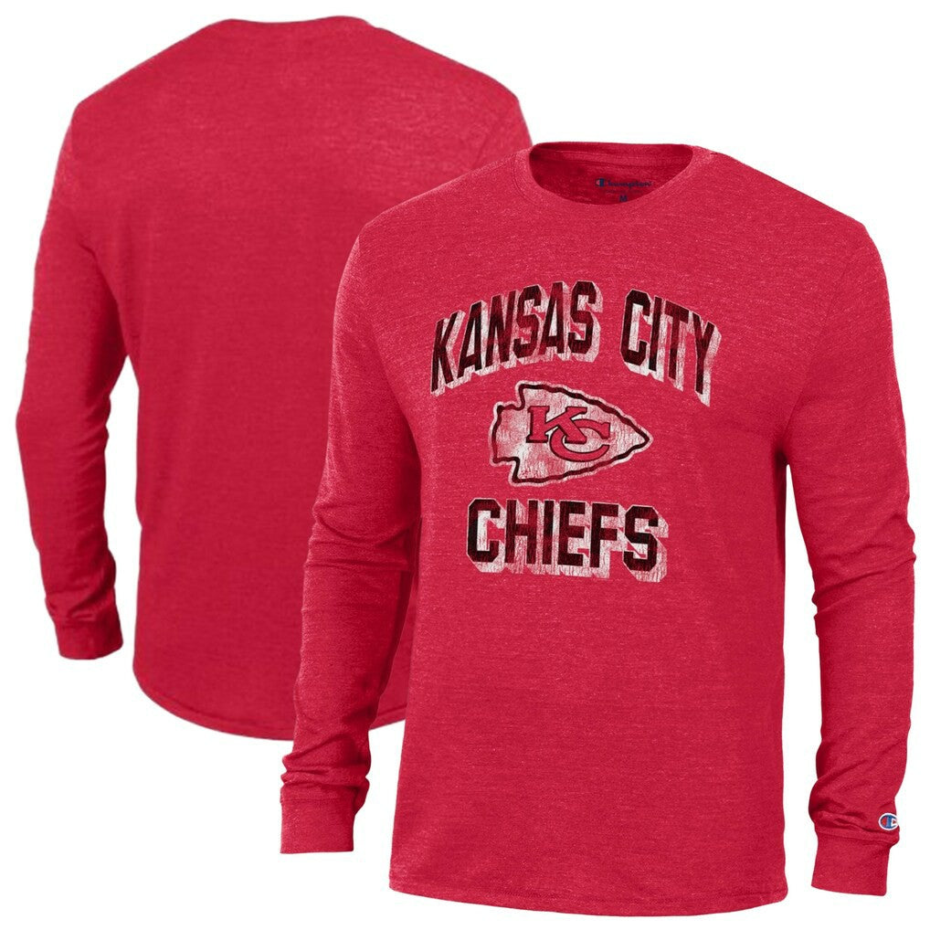 Kansas City Chiefs Champion Ultimate Tri-Blend Long Sleeve T-Shirt - Red - NFL