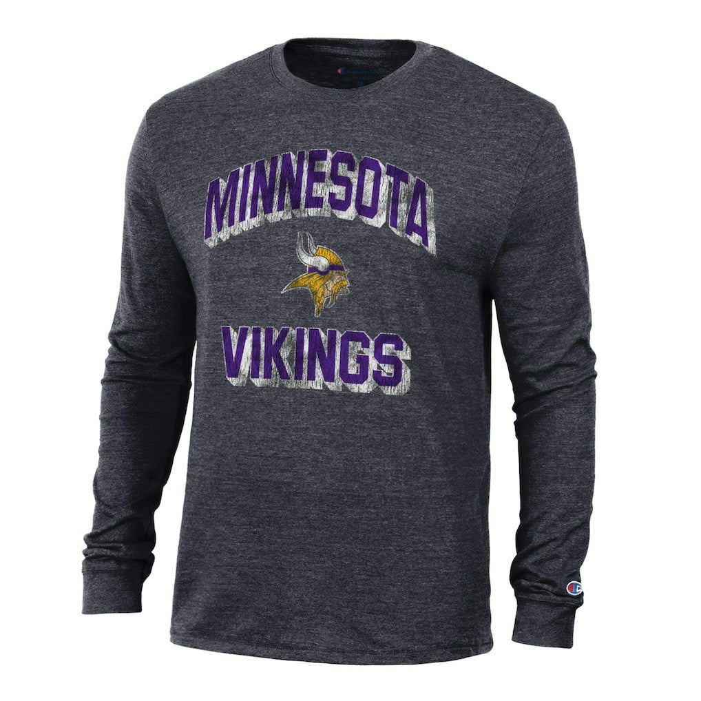 Minnesota Vikings Champion Ultimate Tri-Blend Long Sleeve T-Shirt - Heather Black - NFL