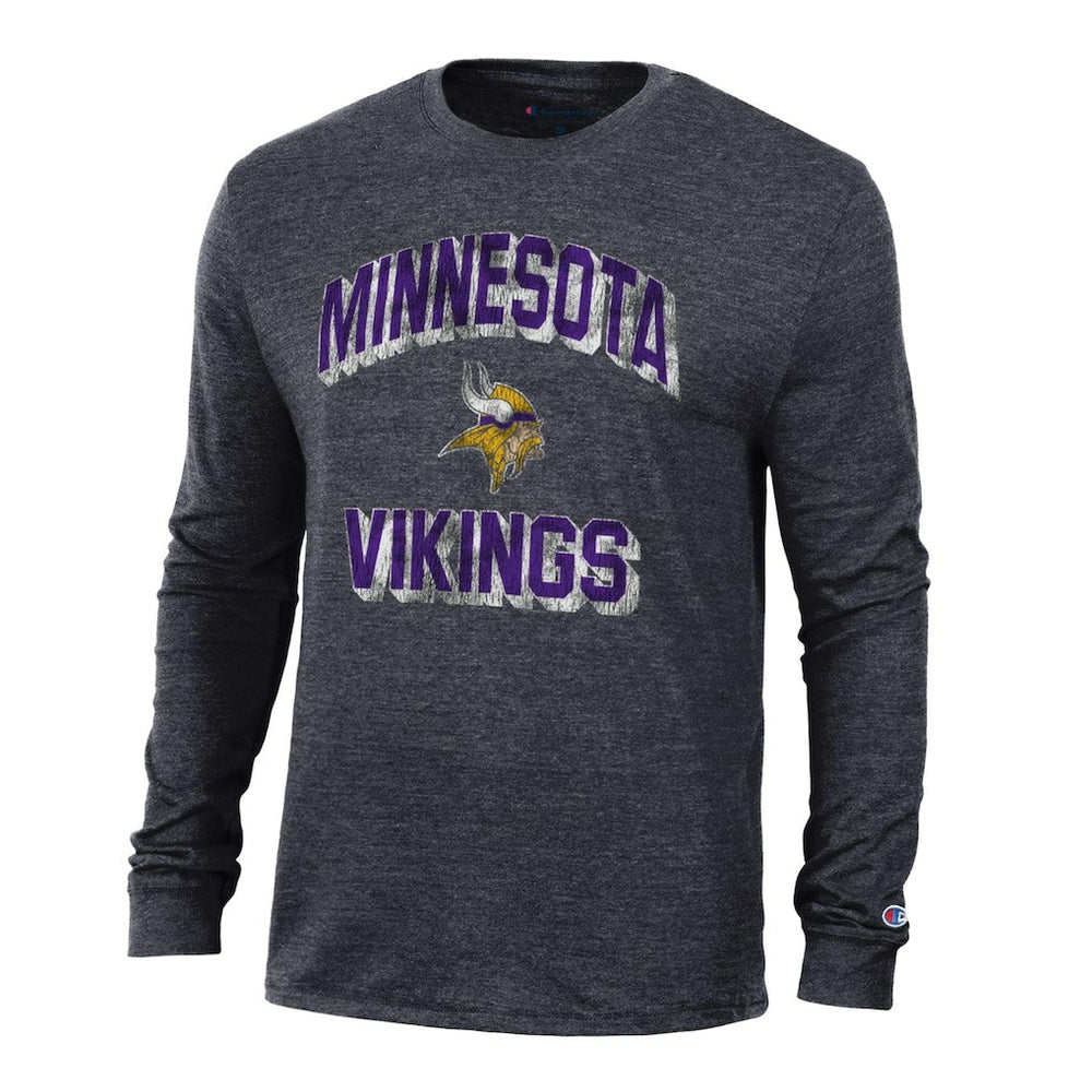 Minnesota Vikings Champion Ultimate Tri-Blend Long Sleeve T-Shirt - Heather Black - NFL