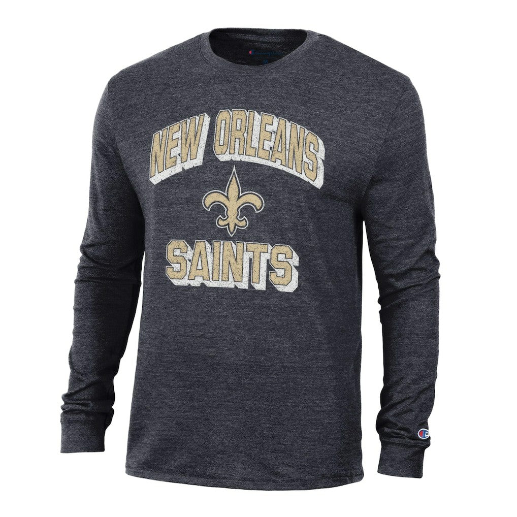 New Orleans Saints Champion Ultimate Tri-Blend Long Sleeve T-Shirt - Heather Black - NFL