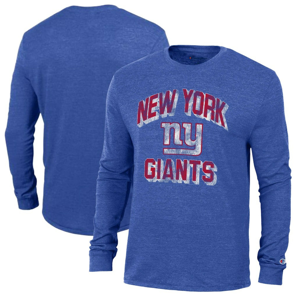 New York Giants Champion Ultimate Tri-Blend Long Sleeve T-Shirt - Heather Royal - NFL