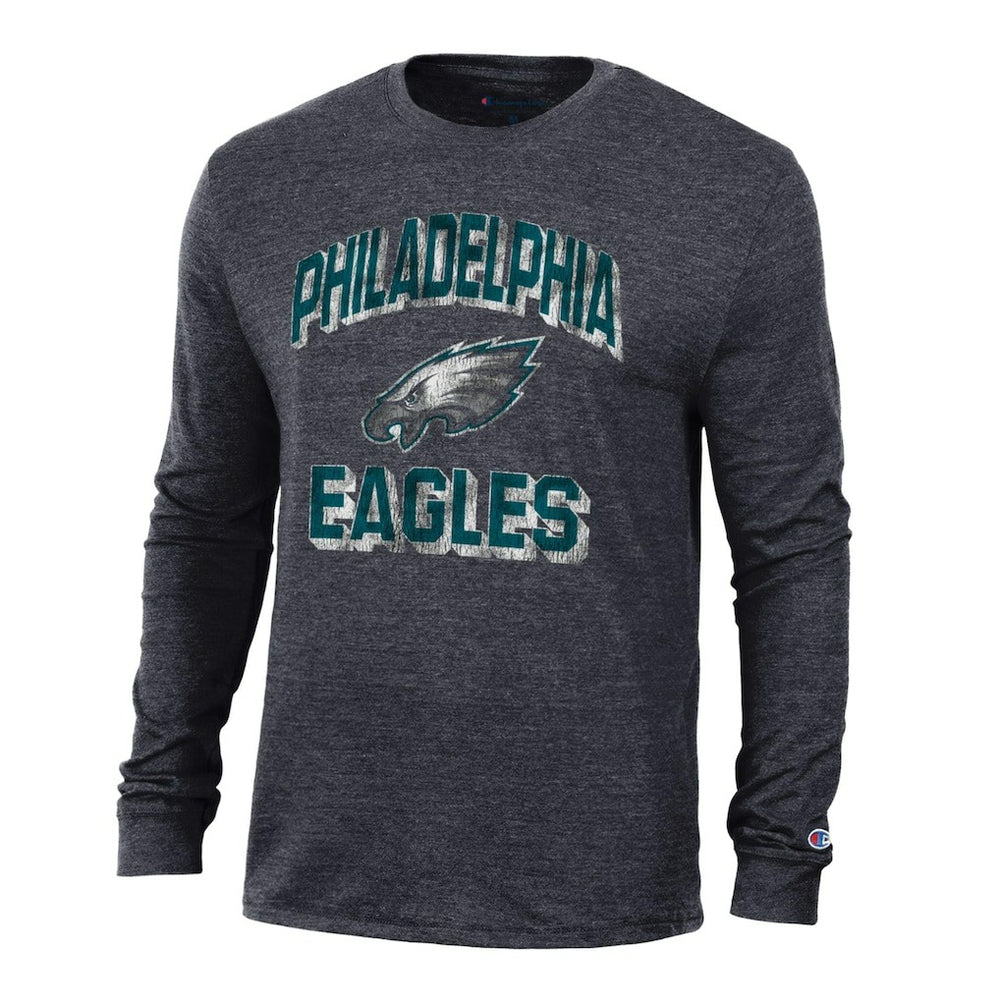 Philadelphia Eagles Champion Ultimate Tri-Blend Long Sleeve T-Shirt - Heather Black - NFL