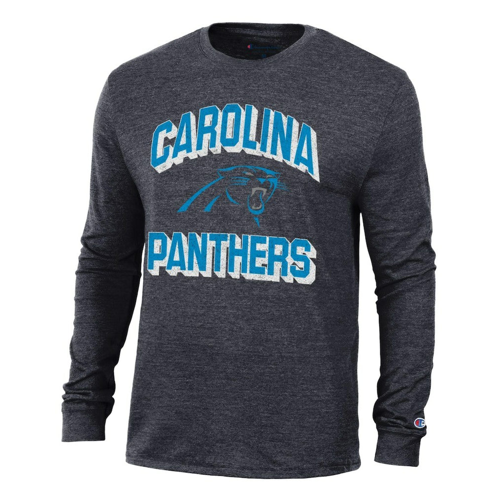 Carolina Panthers Champion Ultimate Tri-Blend Long Sleeve T-Shirt - Heather Black - NFL