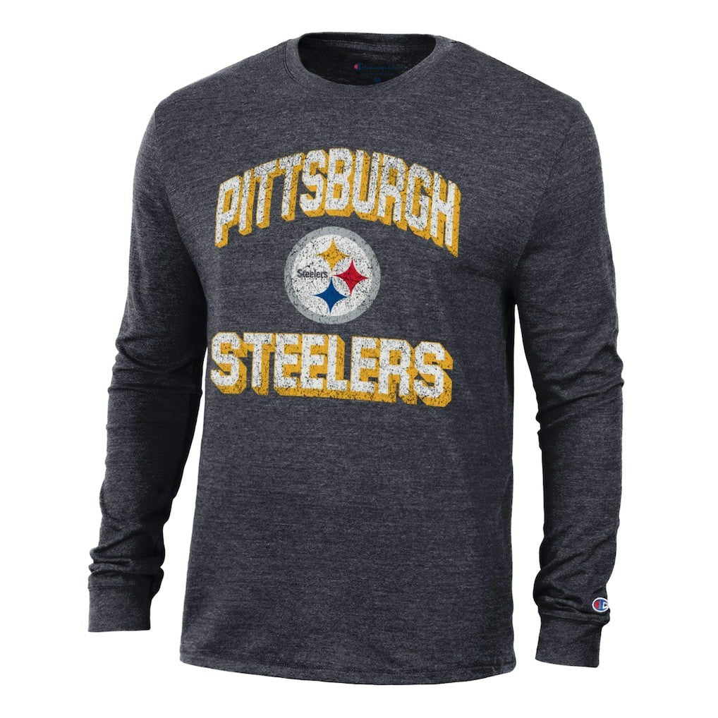 Pittsburgh Steelers Champion Ultimate Tri-Blend Long Sleeve T-Shirt - Heather Black - NFL
