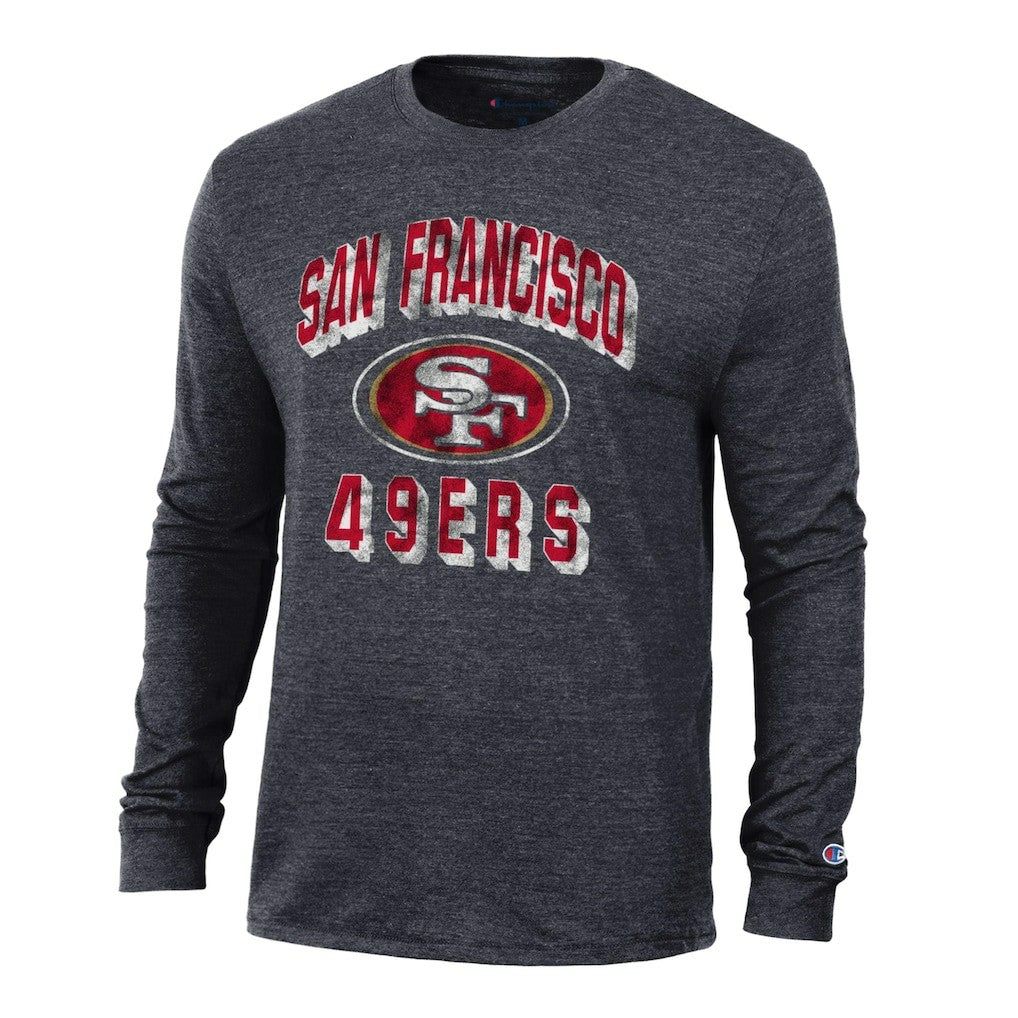 San Francisco 49ers Champion Ultimate Tri-Blend Long Sleeve T-Shirt - Heather Black - NFL
