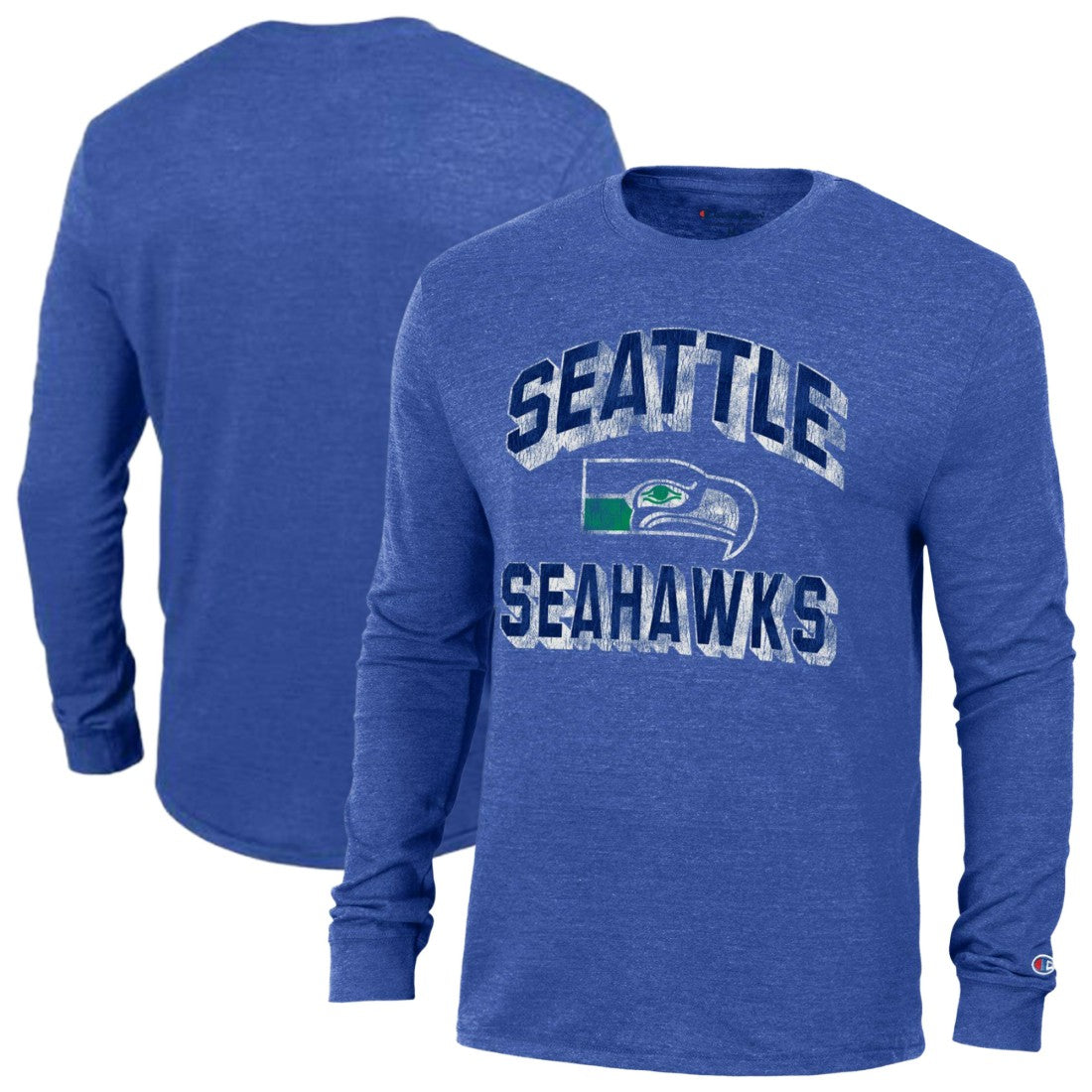 Seattle Seahawks Champion Ultimate Tri-Blend Long Sleeve T-Shirt - Heather Royal - NFL