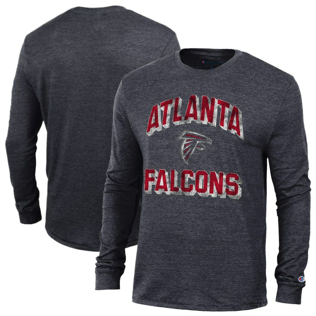 Atlanta Falcons Champion Ultimate Tri-Blend Long Sleeve T-Shirt - Heather Black - NFL