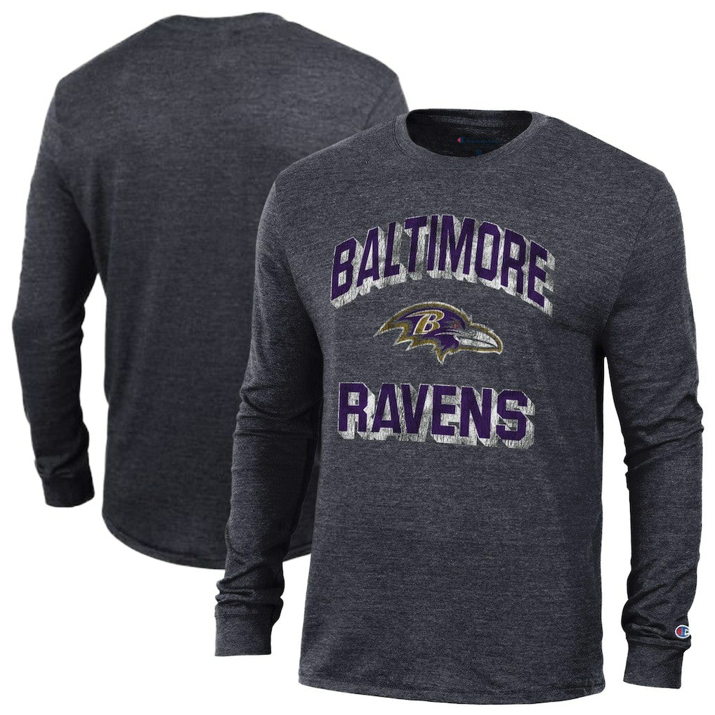 Baltimore Ravens Champion Ultimate Tri-Blend Long Sleeve T-Shirt - Black - NFL