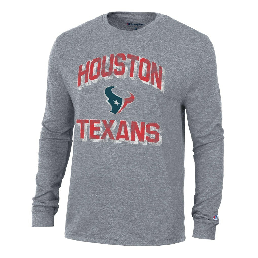 Houston Texans Champion Ultimate Tri-Blend Long Sleeve T-Shirt - Heather Charcoal - NFL