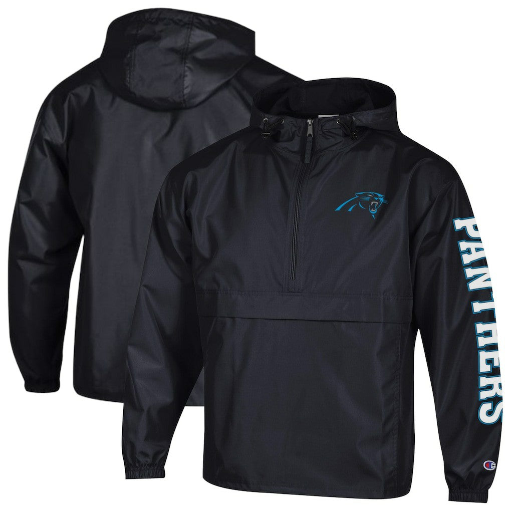 Carolina Panthers Champion Packable Windbreaker Half-Zip Jacket - Black - NFL