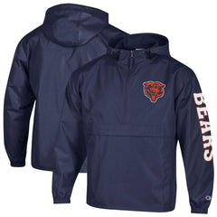 Chicago Bears Champion Packable Windbreaker Half-Zip Jacket - Navy - NFL