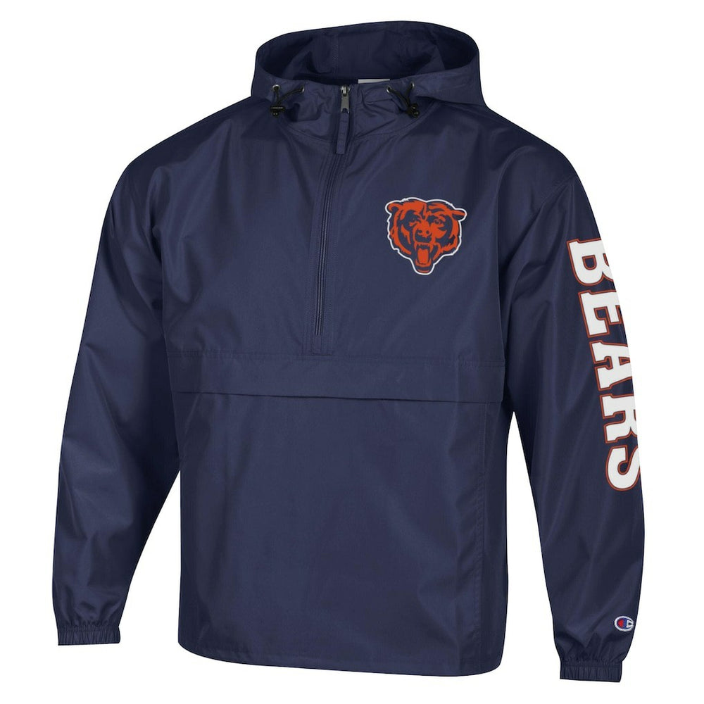 Chicago Bears Champion Packable Windbreaker Half-Zip Jacket - Navy - NFL