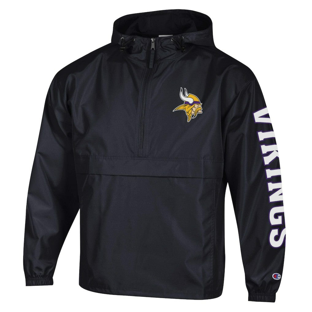 Minnesota Vikings Champion Packable Windbreaker Half-Zip Jacket - Black - NFL