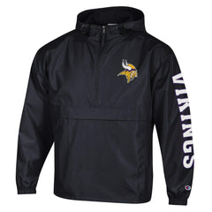 Minnesota Vikings Champion Packable Windbreaker Half-Zip Jacket - Black - NFL