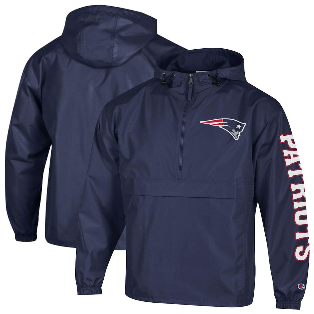 New England Patriots Champion Packable Windbreaker Half-Zip Jacket - Navy - NFL