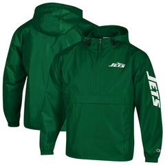 New York Jets Champion Packable Windbreaker Half-Zip Jacket - Green - NFL