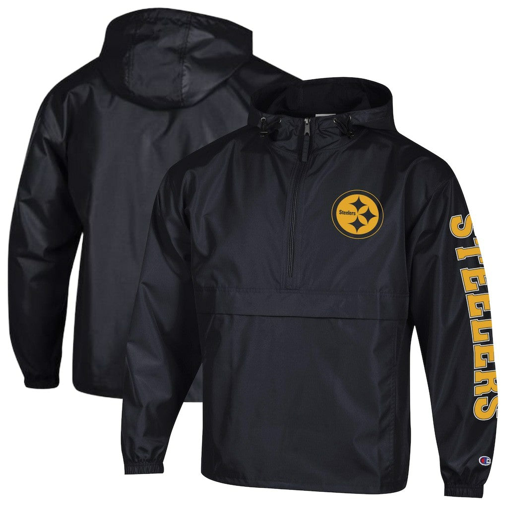 Pittsburgh Steelers Champion Packable Windbreaker Half-Zip Jacket - Black - NFL