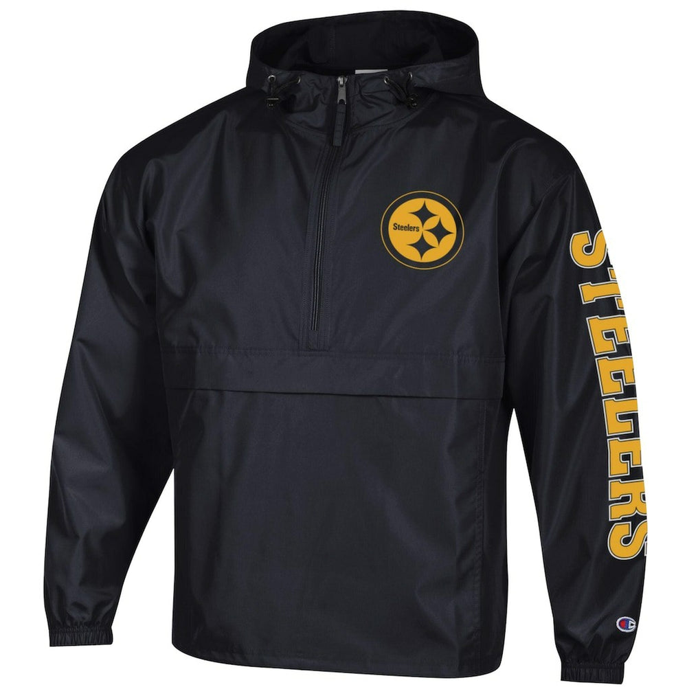 Pittsburgh Steelers Champion Packable Windbreaker Half-Zip Jacket - Black - NFL