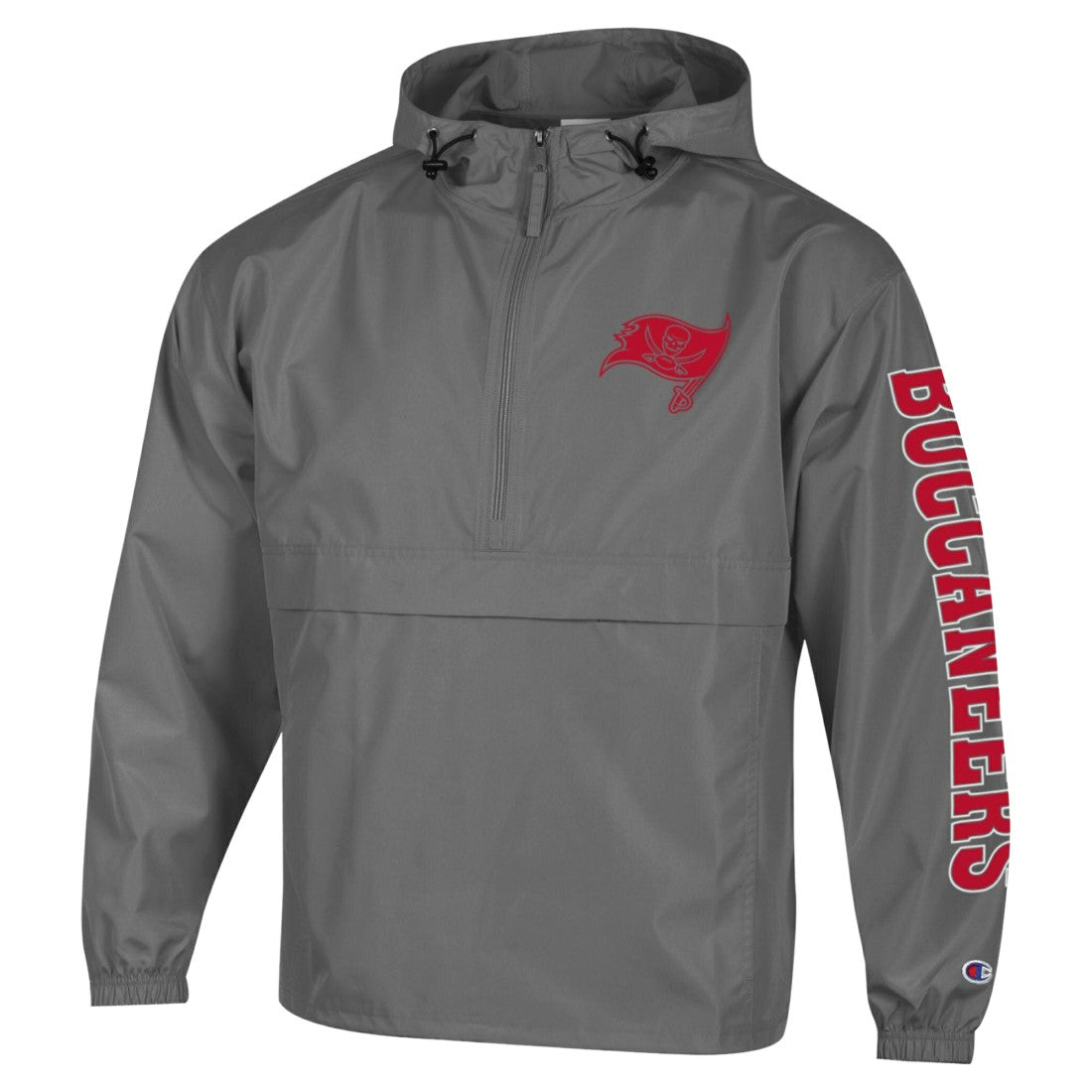 Tampa Bay Buccaneers Champion Packable Windbreaker Half-Zip Jacket - Pewter - NFL