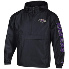 Baltimore Ravens Champion Packable Windbreaker Half-Zip Jacket - Black - NFL