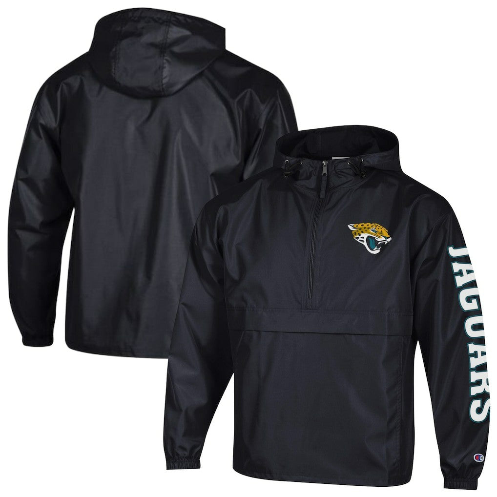 Jacksonville Jaguars Champion Packable Windbreaker Half-Zip Jacket - Black - NFL