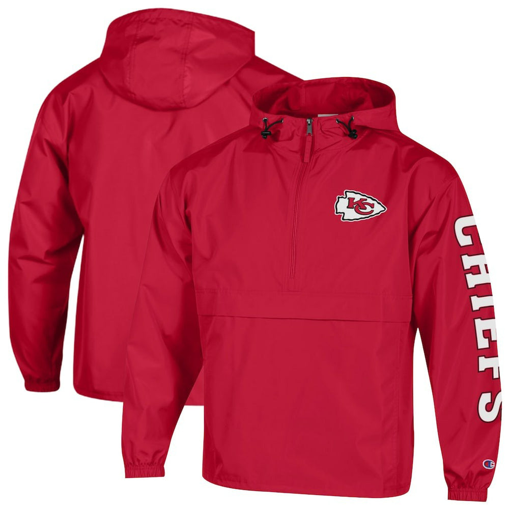 Kansas City Chiefs Champion Packable Windbreaker Half-Zip Jacket - Red - NFL
