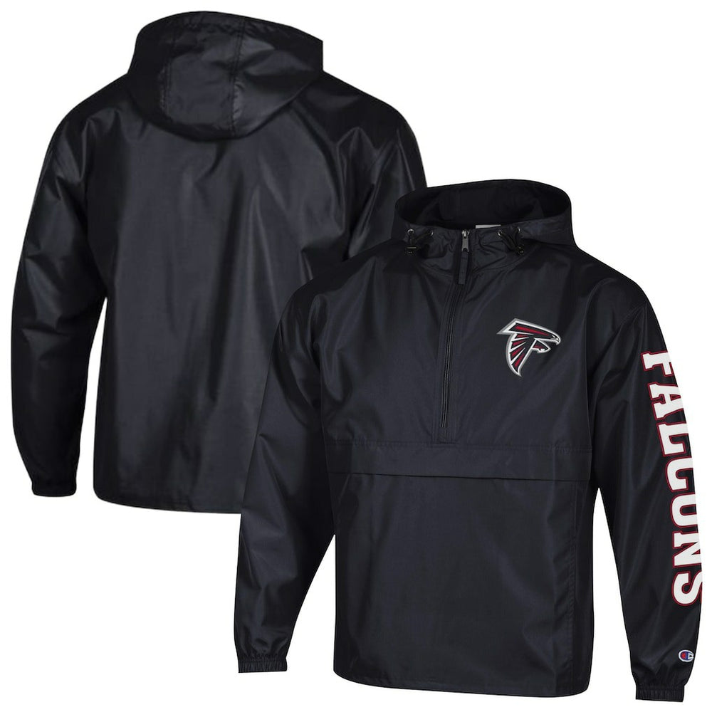 Atlanta Falcons Champion Packable Windbreaker Half-Zip Jacket - Black - NFL