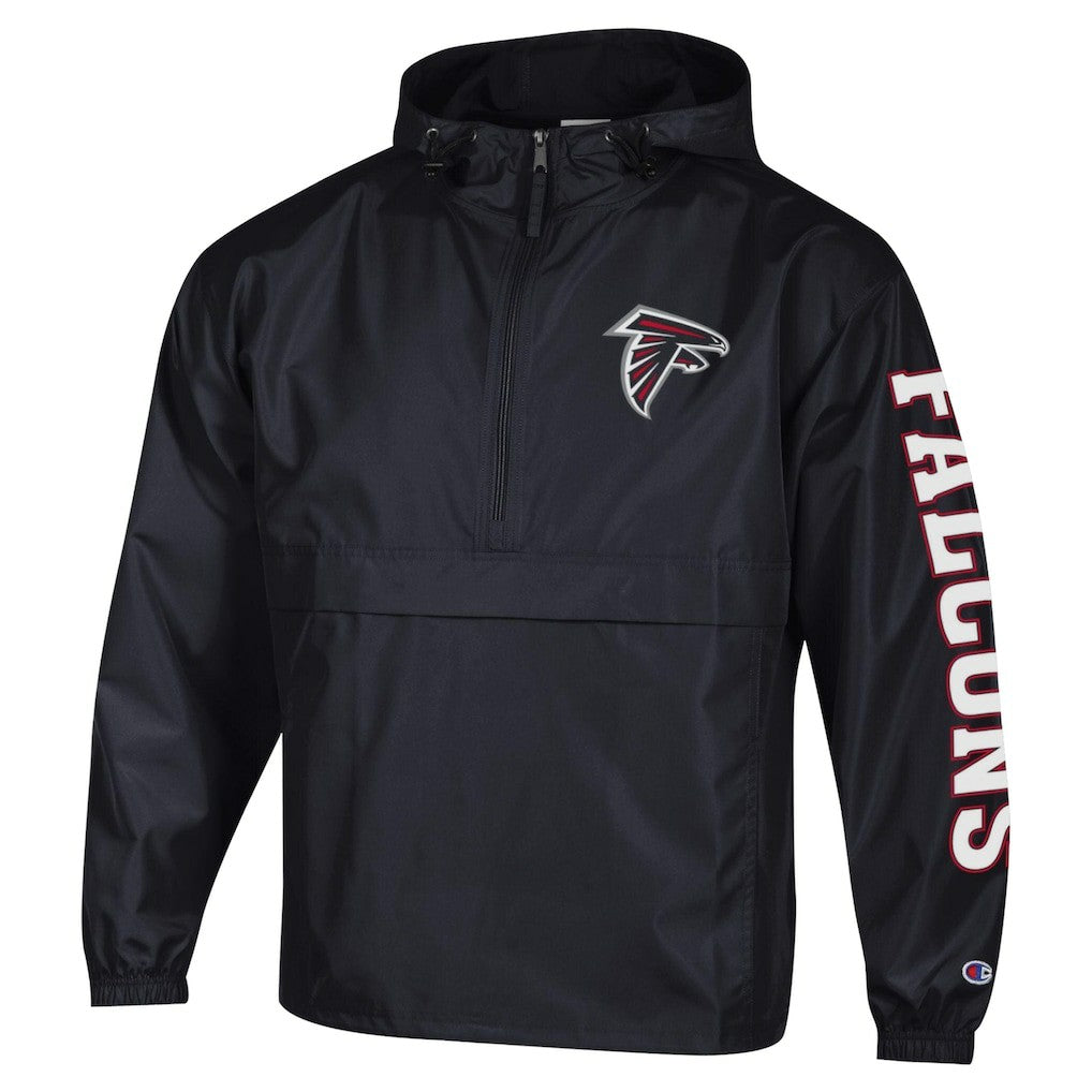 Atlanta Falcons Champion Packable Windbreaker Half-Zip Jacket - Black - NFL