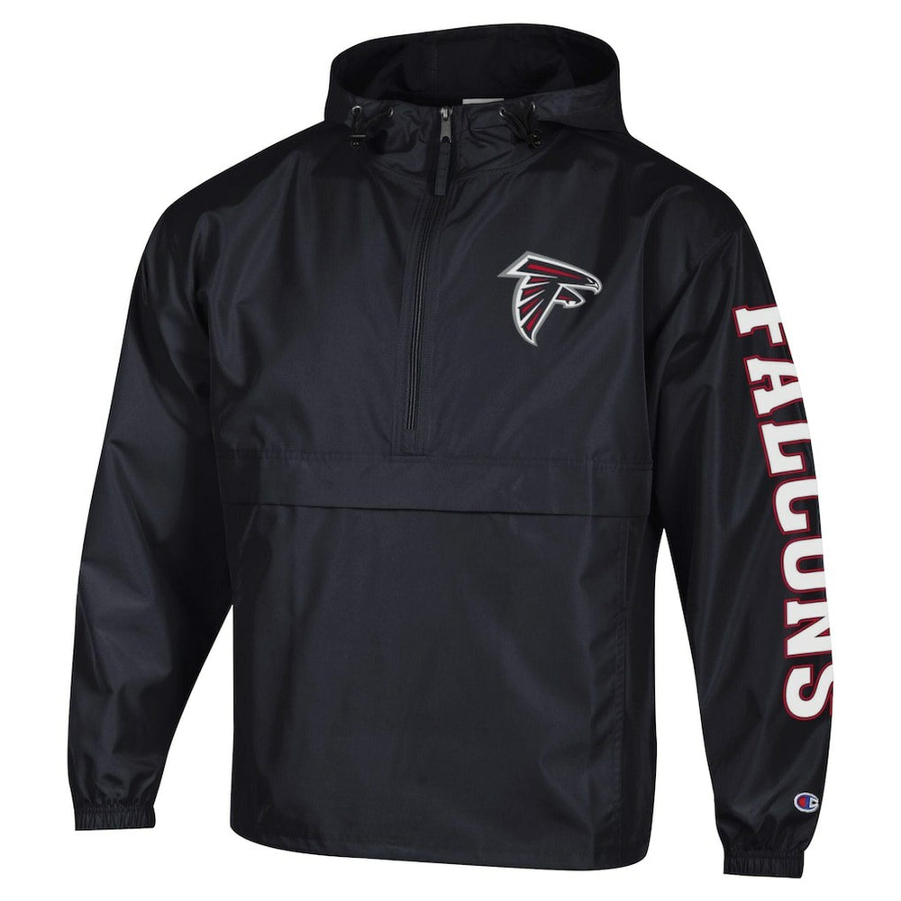 Atlanta Falcons Champion Packable Windbreaker Half-Zip Jacket - Black - NFL