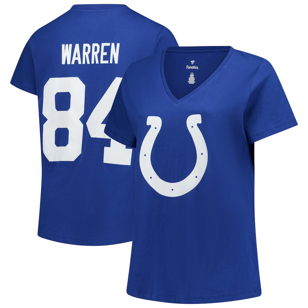 Tyler Warren Indianapolis Colts Women's Plus Size Name & Number V-Neck T-Shirt - Royal - Fanatics