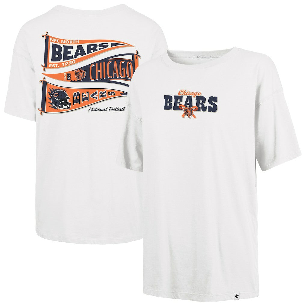 Chicago Bears '47 Women's Bow & Banner Sadie T-Shirt - White - 47 brand