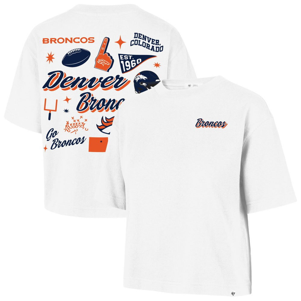 Denver Broncos '47 Women's Collage Script Reed City T-Shirt - White - 47 brand