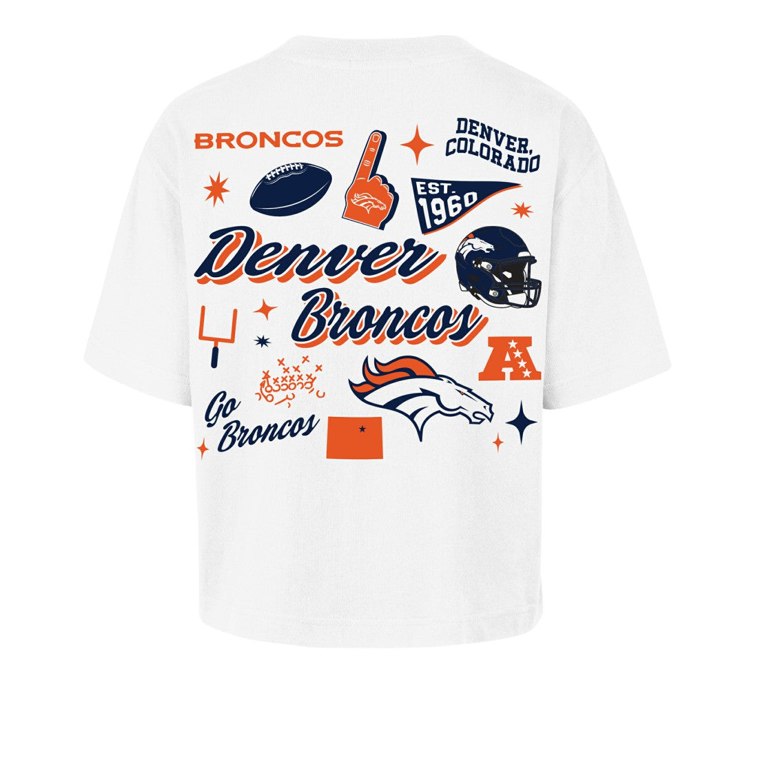 Denver Broncos '47 Women's Collage Script Reed City T-Shirt - White - 47 brand