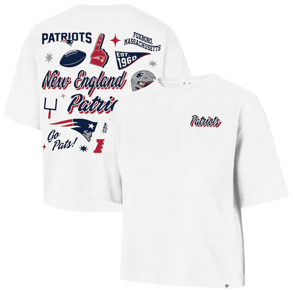 New England Patriots '47 Women's Collage Script Reed City T-Shirt - White - 47 brand