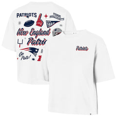 New England Patriots '47 Women's Collage Script Reed City T-Shirt - White - 47 brand
