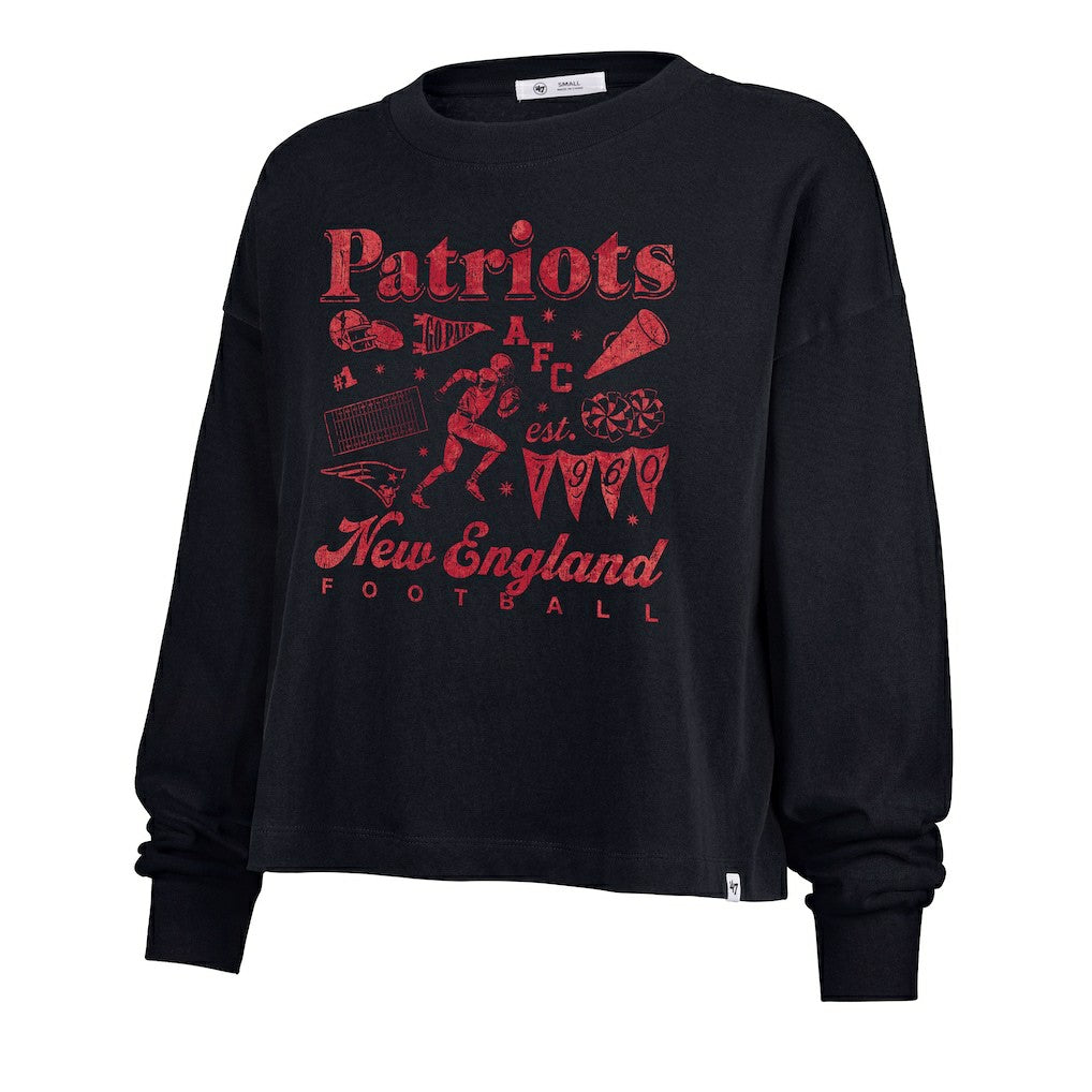 New England Patriots '47 Women's Team Collage Sydney Long Sleeve T-Shirt - Navy - 47 brand