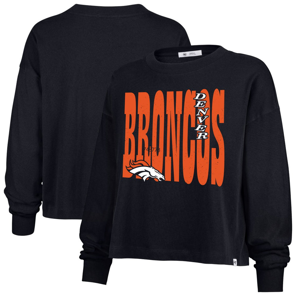 Denver Broncos '47 Women's Stacked Sydney Long Sleeve T-Shirt - Navy - 47 brand