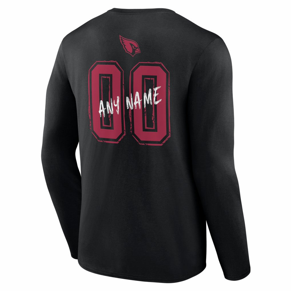 Arizona Cardinals Hustle Personalized Name & Number Long Sleeve T-Shirt - Black - NFL